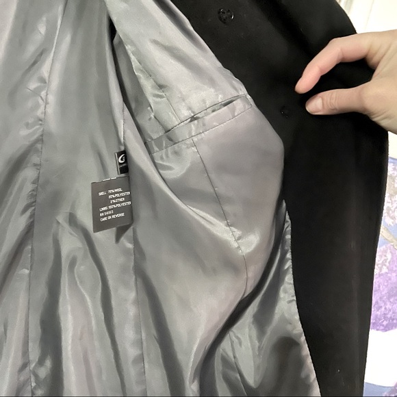 Kenneth Cole Reaction Wool-Blend Double Breasted Pea Coat (Black, 10) - Picture 5 of 6